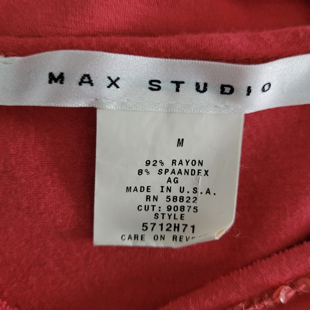 Max Studio Blouse Orange Coral Flutter Cap Sleeve Sequin Detail Ruched S… - Picture 4 of 9
